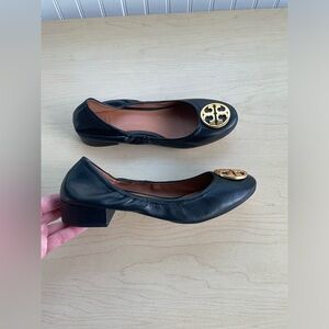 Tory Burch Benton 2 Ballet Scrunch Back Nappa Leather with heel